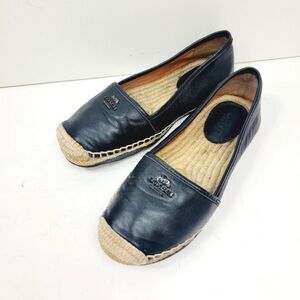 Coach Rhodelle Lambskin Black Loafers Espadrilles Size 6